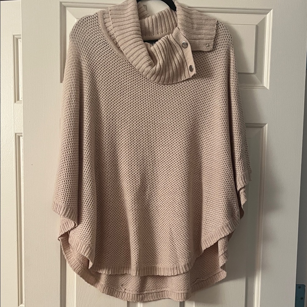 I.N. Studio Cream Cowl Neck Poncho